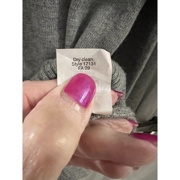 J Crew Factory Gray 1/2 Button Gray Cashmere Wool Blend Sweater Big Buttons Sz L - Picture 4 of 5